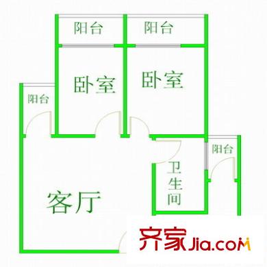 恒大名都戶型圖戶型圖 2室1廳1衛(wèi)1廚