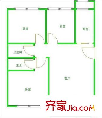 恒大名都戶型圖戶型圖 3室1廳2衛(wèi)1廚