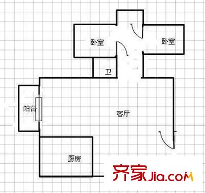 水漪裊銅戶型圖戶型圖 2室1廳1衛(wèi)1廚