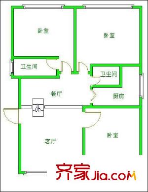 水漪裊銅戶型圖戶型圖 3室2廳2衛(wèi)1廚