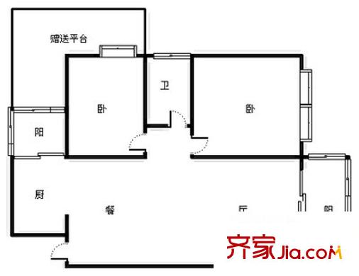 高地戶型圖戶型圖 2室2廳1衛(wèi)1廚