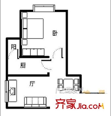 高地戶型圖戶型圖 1室1廳1衛(wèi)1廚