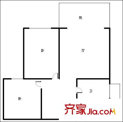 欣宇都市港灣戶型圖戶型圖 2室2廳1衛(wèi)1廚