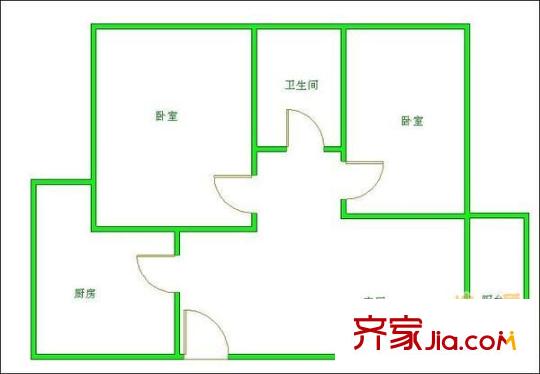 欣宇都市港灣戶型圖戶型圖 2室1廳1衛(wèi)1廚