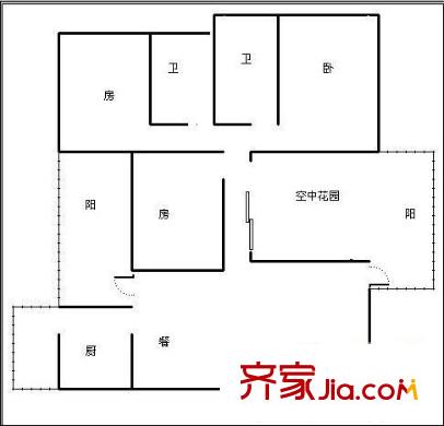 欣宇都市港灣戶型圖戶型圖 3室2廳2衛(wèi)1廚