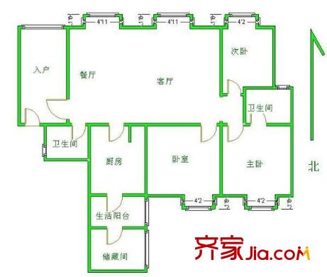 金房水韻天府 3室 戶型圖