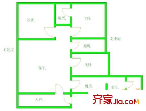 金房水韻天府戶型圖戶型圖 3室2廳1衛(wèi)1廚