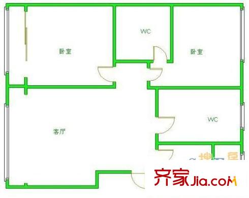 金房水韻天府 2室 戶型圖