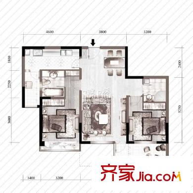 陽曦芙蓉城戶型圖C戶型 2室2衛(wèi)