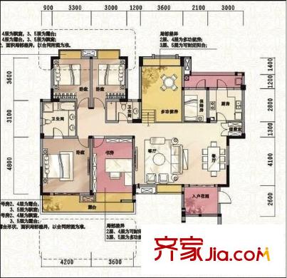 翡翠城五期戶型圖戶型圖 4室2廳2衛(wèi)1廚