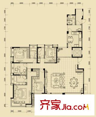 華僑城純水岸戶型圖四期79#樓標準層J戶型 4室2廳2衛(wèi)1廚