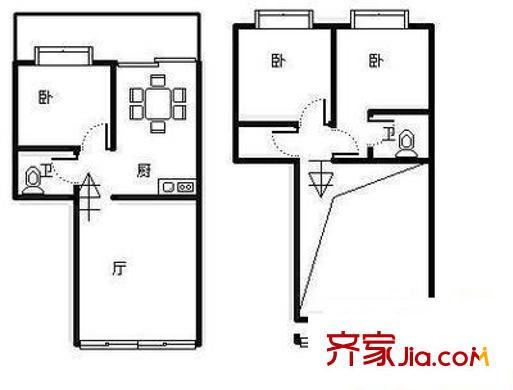 水漪裊銅戶型圖戶型圖 3室1廳1衛(wèi)1廚