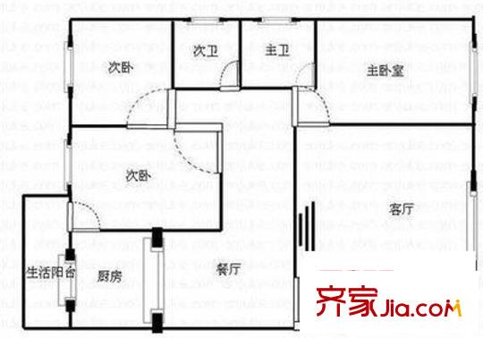 森宇音樂花園戶型圖戶型圖 3室2廳2衛(wèi)1廚