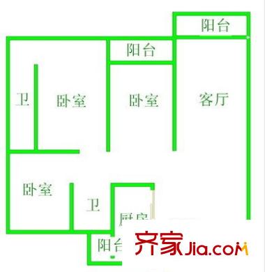 高地戶型圖 戶型圖 3室2廳2衛(wèi)1廚
