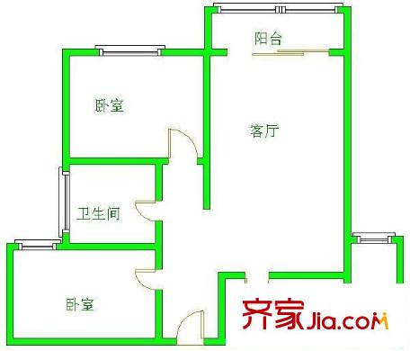 金科一城 2室 戶型圖