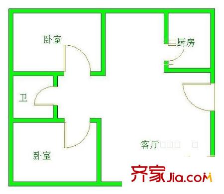 金科一城 2室 戶型圖