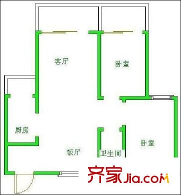 天合凱旋城 2室 戶型圖