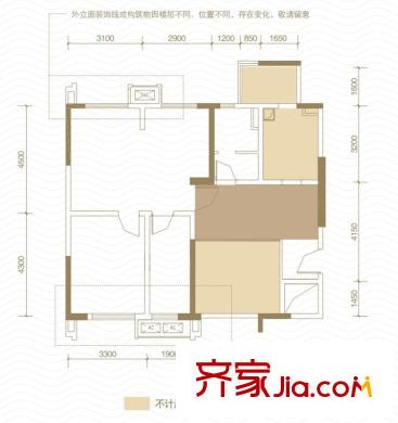 萬科海悅匯城戶型圖5、17、18、19號樓B3戶型（售罄） 2室2廳2衛(wèi)1廚