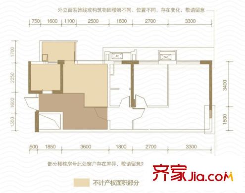 萬科海悅匯城戶型圖5、17、18、19號樓B1戶型（售罄） 2室2廳1衛(wèi)1廚