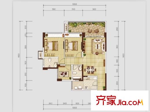 光明城市3期13棟、10棟標(biāo)準(zhǔn)層C戶型 2室2廳2衛(wèi)1廚
