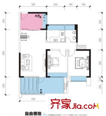 光明城市1號(hào)樓A2自由領(lǐng)地戶型（售罄） 2室2廳1衛(wèi)1廚