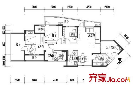 紅楓嶺二期戶型圖C6戶型圖 3室2廳2衛(wèi)1廚