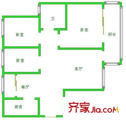 金科一城 3室 戶型圖