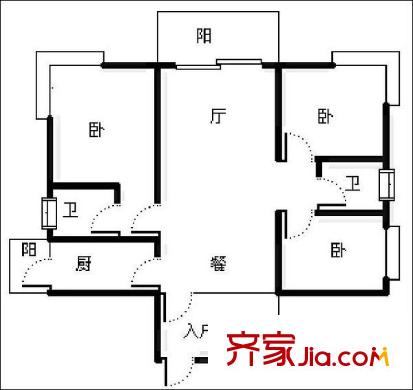 天合凱旋城 3室 戶型圖