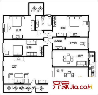 天合凱旋城 4室 戶型圖