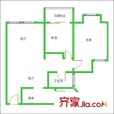 萬科金域西嶺戶型圖戶型圖 2室2廳1衛(wèi)1廚