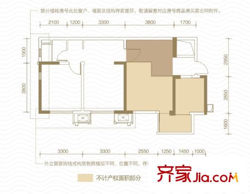 萬科海悅匯城戶型圖5、17、18、19號樓D1戶型（售罄） 2室2廳1衛(wèi)1廚