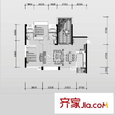 戛納濱江戶型圖濱江A2奇數(shù)層躍式居 2室2廳2衛(wèi)1廚