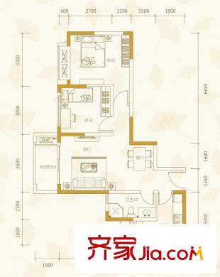 陽城心靈家園一期1號樓標(biāo)準(zhǔn)層E-4、E1-4戶型（售罄） 2室2廳1衛(wèi)1廚