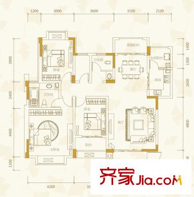 陽城心靈家園一期4棟、6棟標(biāo)準(zhǔn)層C1-4、C2-3戶型 3室2廳2衛(wèi)1廚