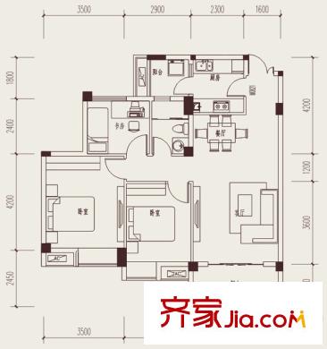 新界五期五期10棟標(biāo)準(zhǔn)層B3戶型 3室2廳1衛(wèi)1廚