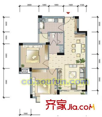 新界五期五期6棟三五七層E2戶型 2室2廳1衛(wèi)1廚