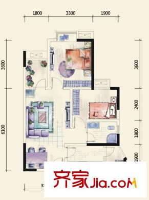 龍門鎮(zhèn)一期3號樓33層B24戶型 2室2廳2衛(wèi)1廚