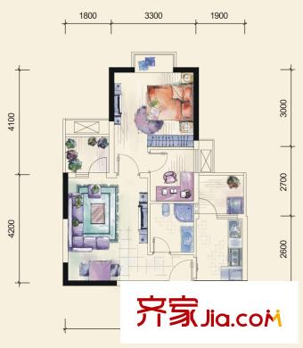 龍門鎮(zhèn)一期7號樓1單元標(biāo)準(zhǔn)層A1戶型 1室1廳1衛(wèi)1廚