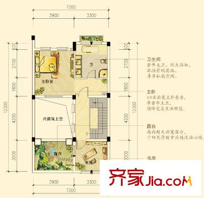 金色湖岸一期11、15棟A2型三層 4室3廳4衛(wèi)1廚
