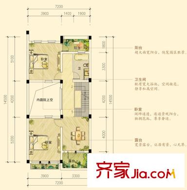 金色湖岸一期11、15棟A2型二層 4室3廳4衛(wèi)1廚