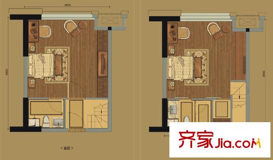 保利東方中心1期1棟標(biāo)準層F2戶型 1室2廳1衛(wèi)1廚