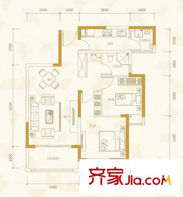 陽城心靈家園一期1號樓標(biāo)準(zhǔn)層E-2、E1-2（售罄） 2室2廳1衛(wèi)1廚