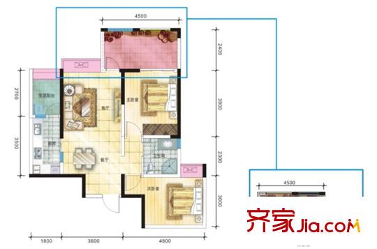 電建地產(chǎn)云立方二期8-1奇數(shù)層A1戶型（售罄） 2室2廳1衛(wèi)1廚