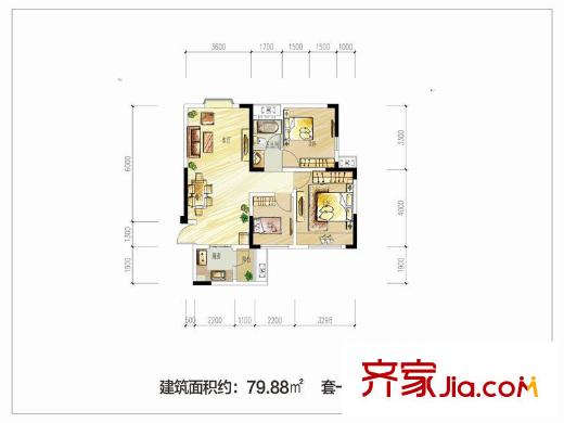 月映長(zhǎng)灘79.88平米3室1廳（售罄） 3室1廳1衛(wèi)1廚