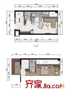 智地哥譚一期2號樓標(biāo)準(zhǔn)層C2戶型 1室1廳2衛(wèi)1廚