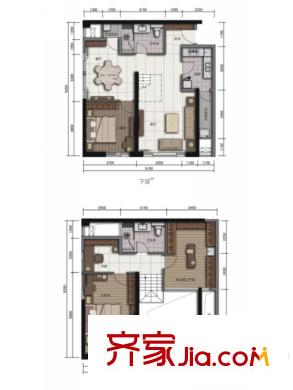 智地哥譚一期1號樓標(biāo)準(zhǔn)層C4-1戶型 3室1廳2衛(wèi)1廚