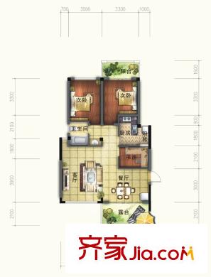 德坤海地亞一期2棟標準層G3戶型 3室2廳1衛(wèi)1廚