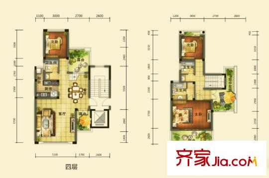 德坤海地亞一期3號樓標準層A3戶型 3室2廳3衛(wèi)1廚