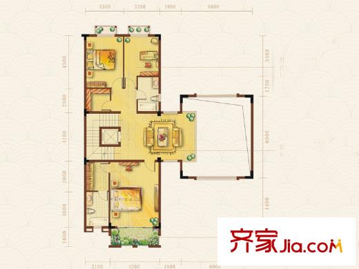 金馬湖壹號(hào)二期1棟e戶型二層 3室4廳5衛(wèi)1廚
