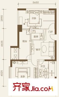 融城云熙1期1號樓7-25層A-1戶型 2室2廳2衛(wèi)1廚